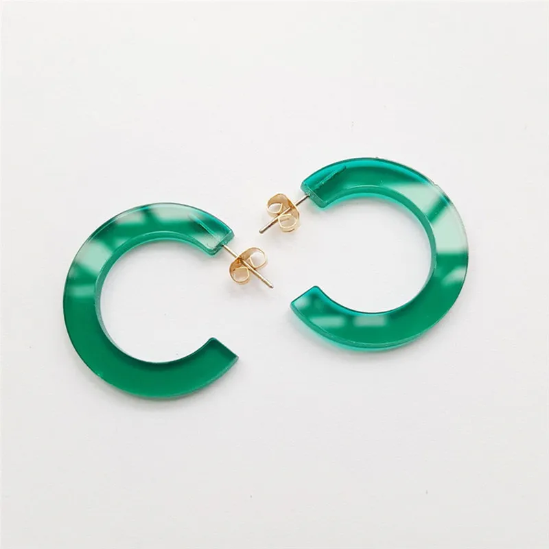 TTLIFE трендовые акриловые серьги-кольца для женщин, цветные круглые серьги из ацетатной смолы 3 см, геометрические массивные серьги, модное ювелирное изделие - Окраска металла: Green