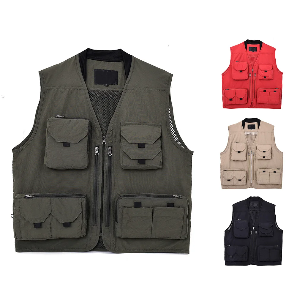 

Outdoor Sports Fishing Hunting Hiking Camping Photography Waist Male Multi-Pocket Vest Quick Dry Gilet Colete Salva-Vidas