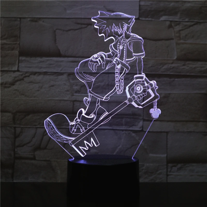 Sora Figure USB 3D LED Night Light Multicolor RGB decorative lights Boys Kids Baby Gifts Game Kingdom Hearts Table Lamp Bedside