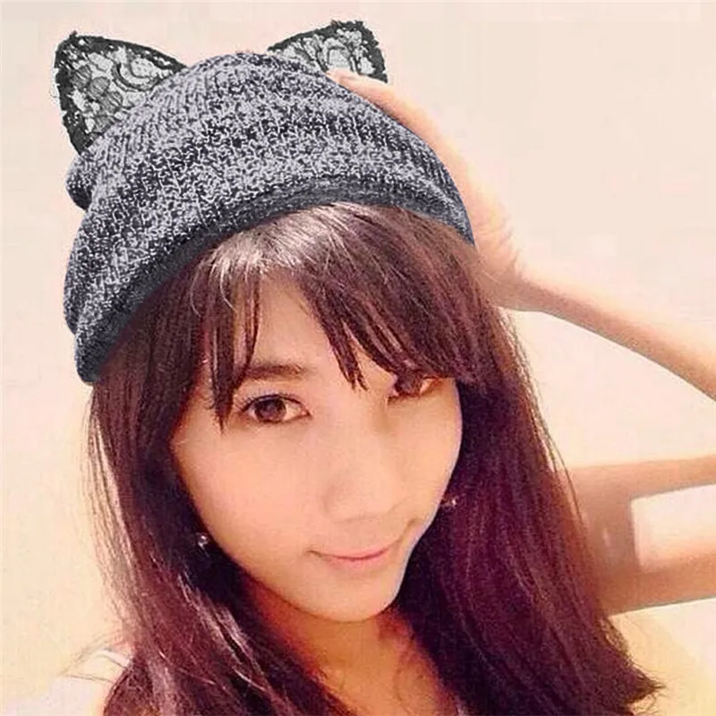 New 2016 Winter Womens Hat Warm Caps Lace Diamond Devil
