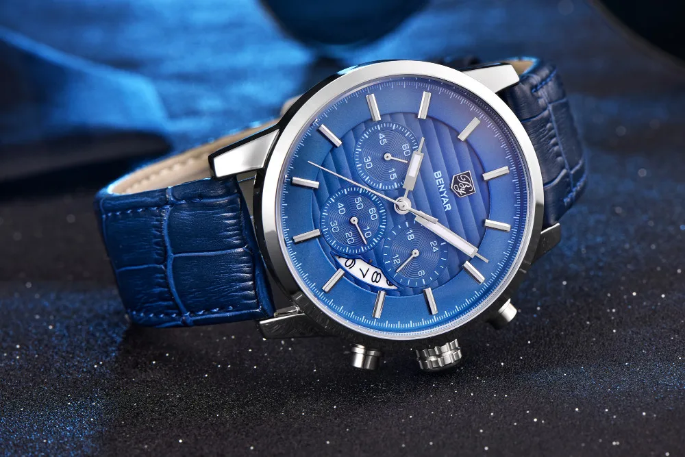 BENYAR мужские s часы лучший бренд класса люкс водонепроницаемые 24 часа дата Кварцевые часы мужские спортивные кожаные Наручные часы мужские водонепроницаемые часы