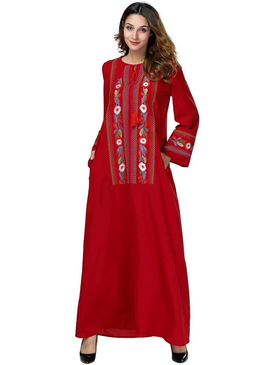 

Muslim Dress Moroccan Kaftan Muslim Dress Evening Ramadan Middle East Long Sleeve Heavy Loose Robes Embroidered Dress 197424