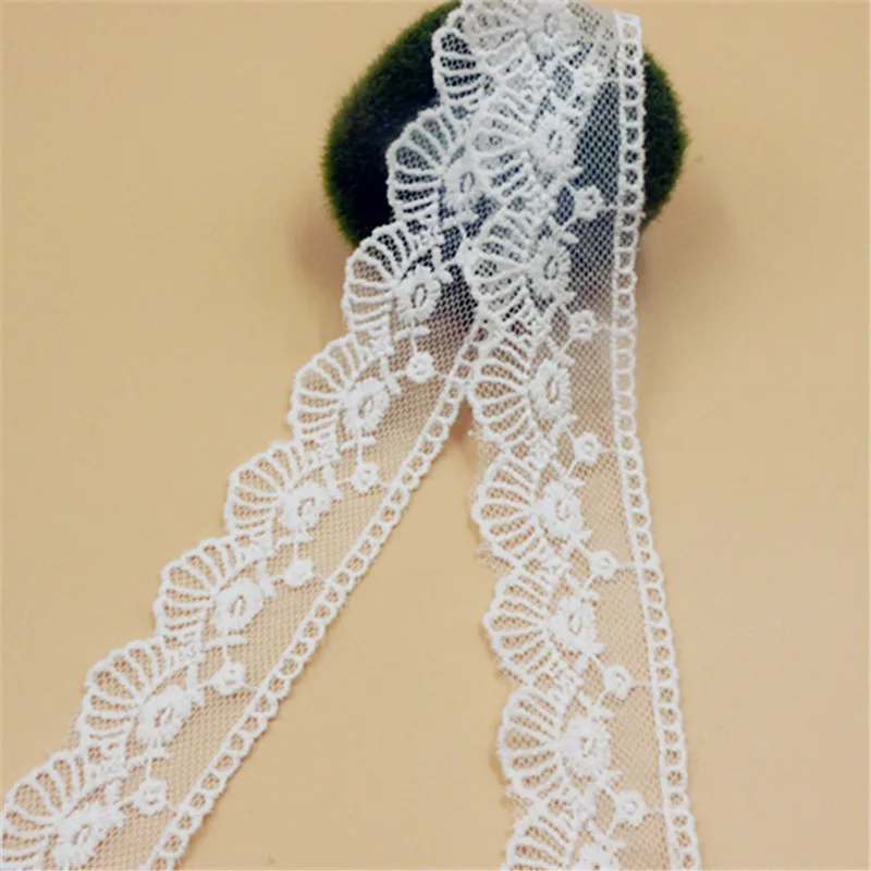 

Lace Trim 20 yard Ivory Gauze Mesh Tulle Cotton Embroidered Lace Fabric Ribbon Tapes 3.5cm 1.37" wide QL4K119