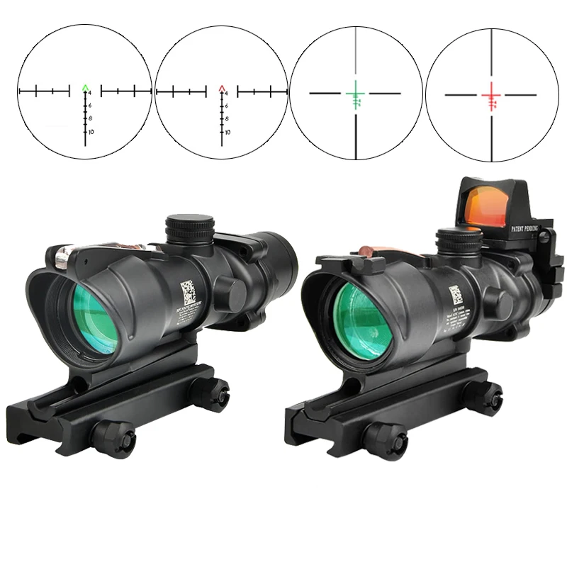 Trijicon ACOG 4X32 Real Fiber Optics Red Dot Illuminated Chevron Glass Etched Reticle Tactical