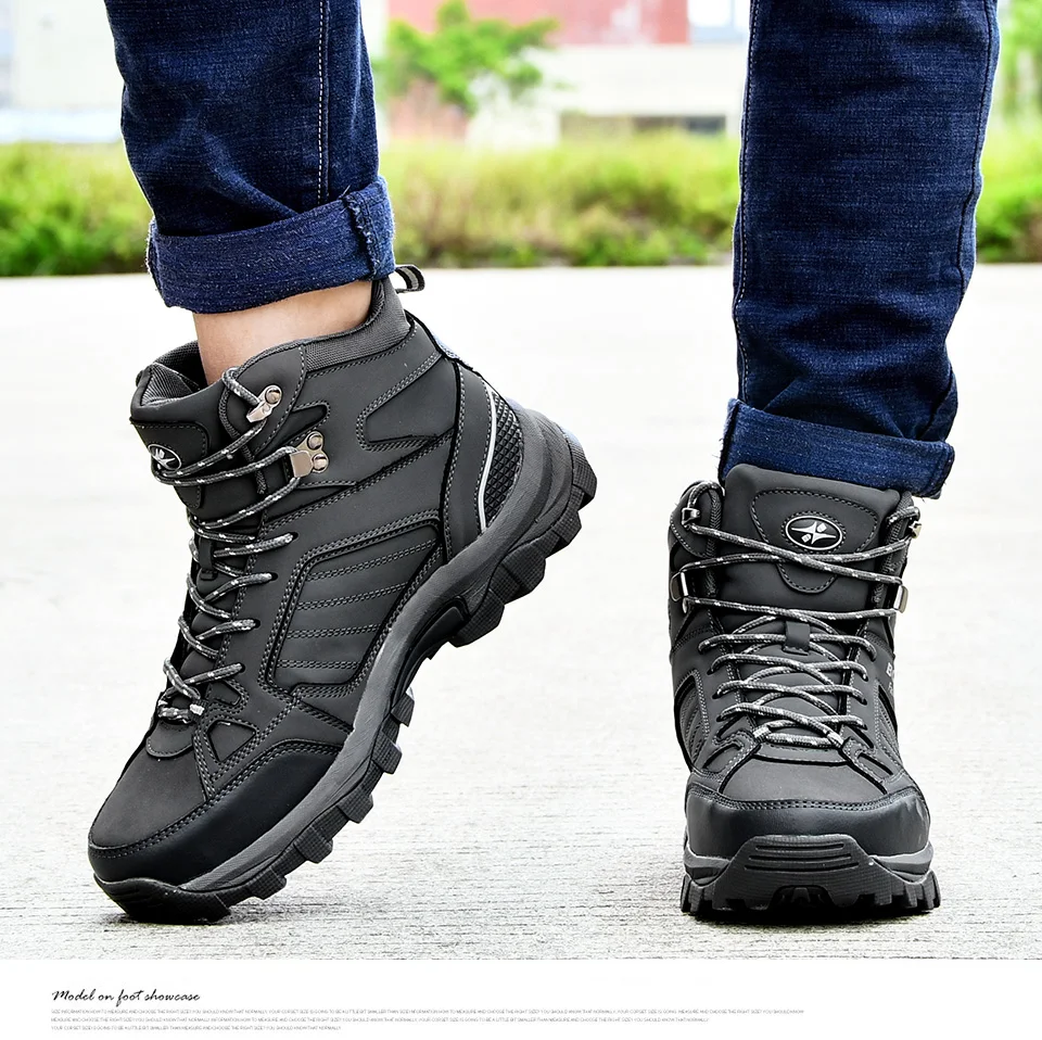 BONA Men Boots Anti-Skidding Leather Outdoors Sports Running Casual Shoes