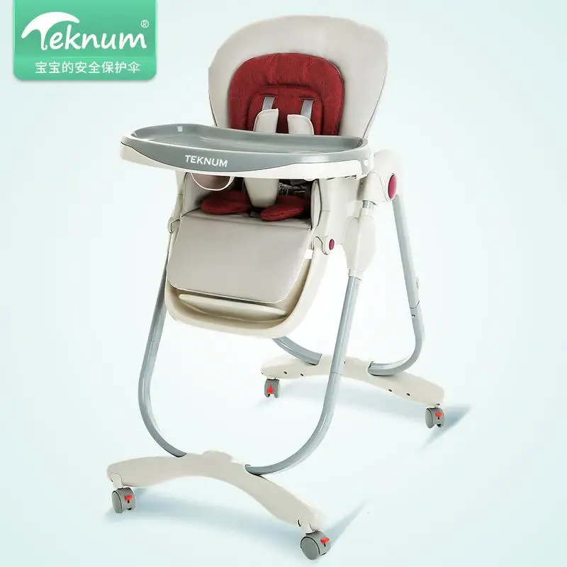 Teknum детский обеденный стул с подносом складной многофункциональный портативный детский стул обеденный стол AULON - Цвет: Red