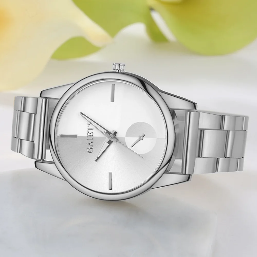 2018 веселость Элитный бренд часы Для женщин цвета: золотистый, серебристый Нержавеющая сталь Кварцевые наручные часы Дамская мода простой