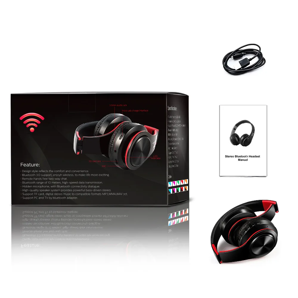 Free Shipping Bluetooth Headphones Wireless Stereo Headsets earbuds with Mic /TF Card