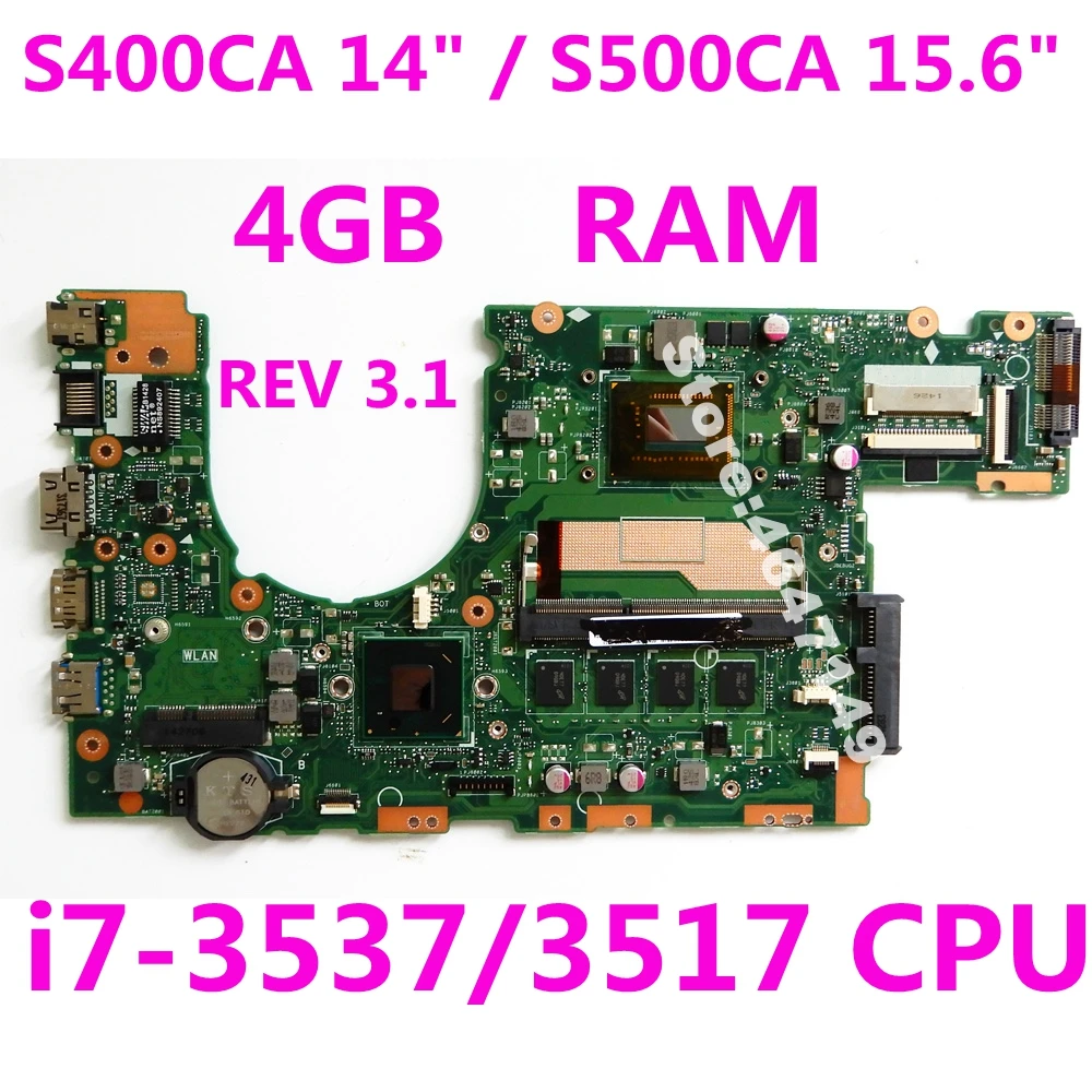 

S400CA i7-3537/3517 CPU 4GB RAM Mainboard For ASUS S400CA S500CA S400C S500C S400 S500 Laptop Motherboard Test original 100% OK