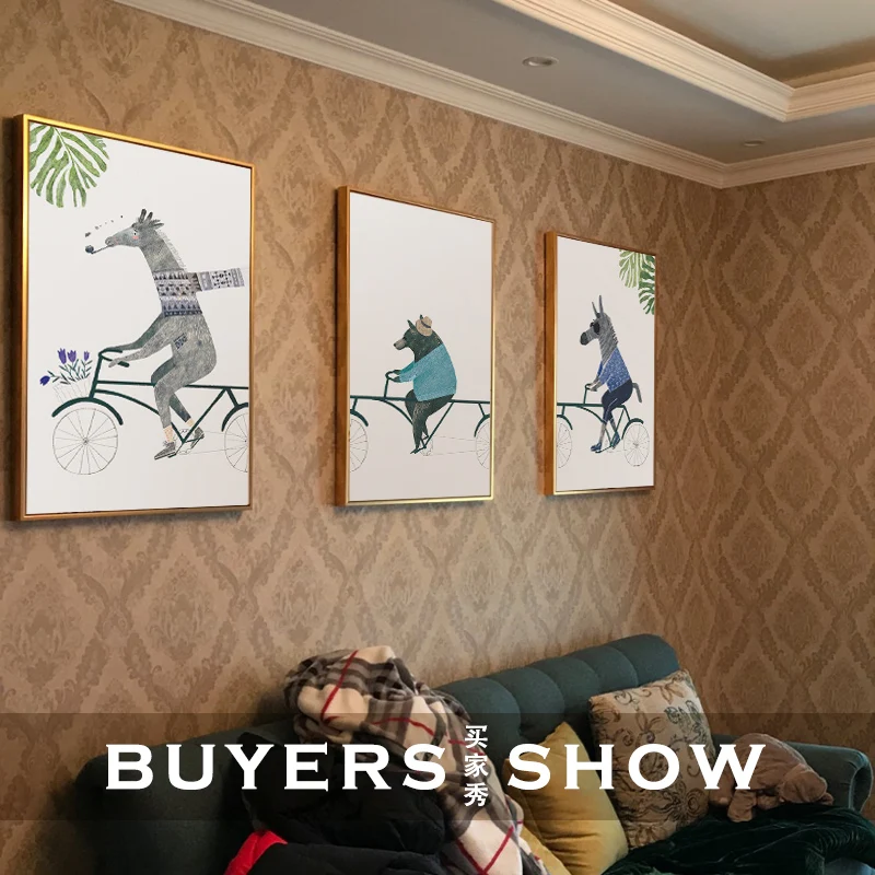 Художественная зона мультфильм осел и велосипед холст живопись скандинавские животные настенные картины дома гостиная плакат для украшения спальни