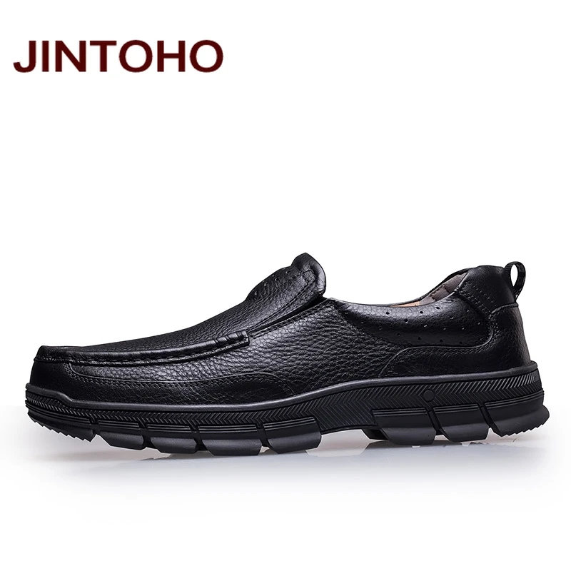 Туфли JINTOHO мужские из натуральной кожи официальная обувь без застежки лоферы