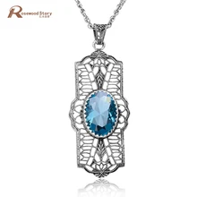 Классический 925 пробы Серебряное украшение подвеска ручная работа ожерелья для Для женщин резьба с синим камнем, украшенные стразами, хорошее ювелирное изделие, подвеска Йога