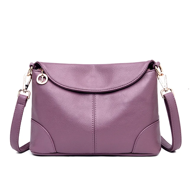 Хит, Высококачественная Женская сумочка, Роскошная красная сумка-мессенджер, мягкая натуральная кожа, модные женские сумки через плечо, женские сумки - Цвет: Purple