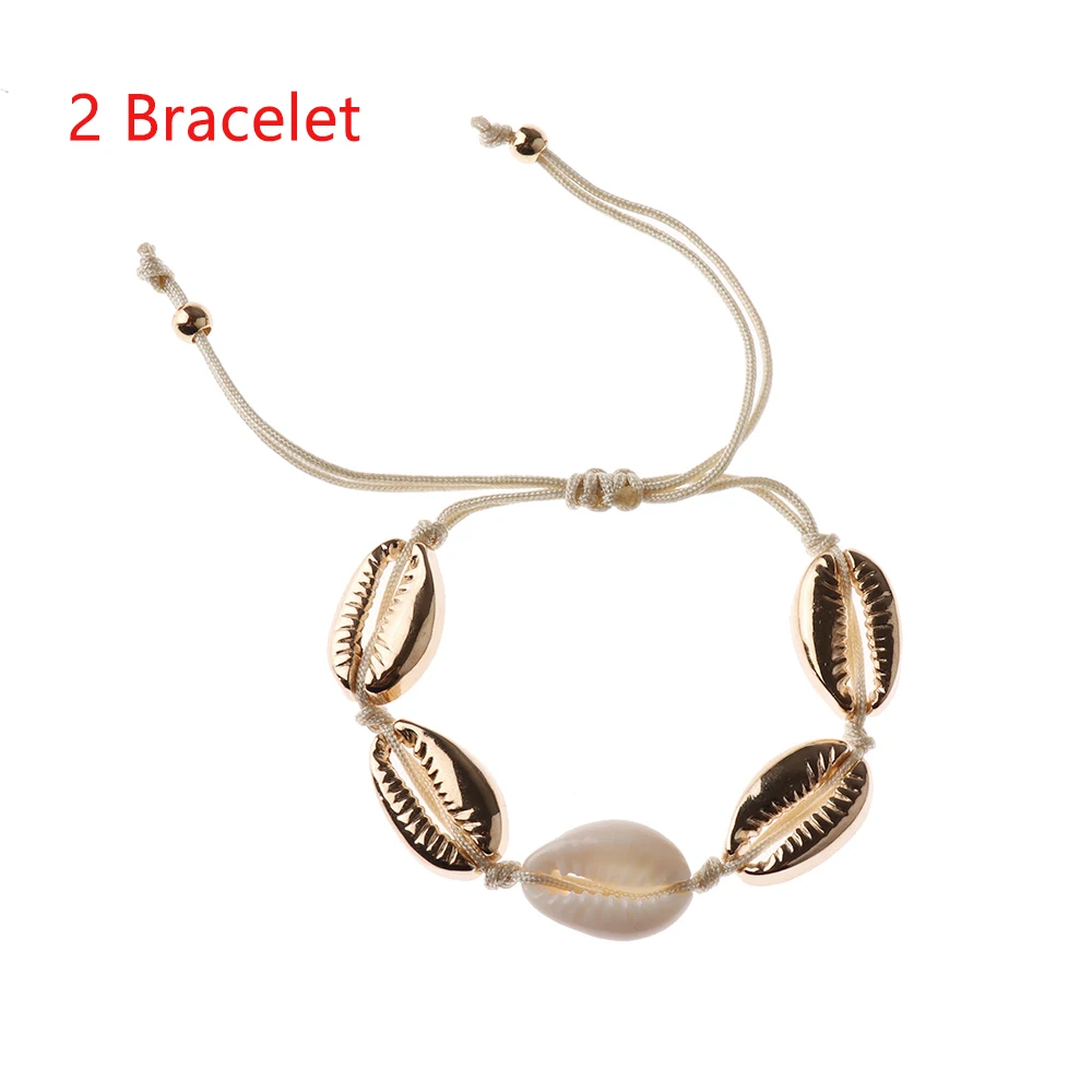 2 Bracelet Природа и крючок из цинкового сплава Шарм цепочки и ожерелья бежевый Шнур Золото Цвет ручной ювелирные изделия один комплект для женщи - Окраска металла: 2 Bracelet
