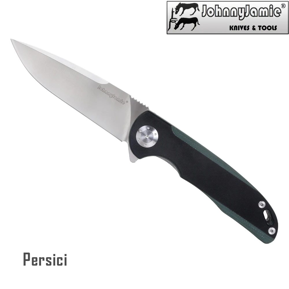 Складной нож JohnnyJamie Persici 1010B ручка из черной стали G10 лезвие D2 шарикоподшипник