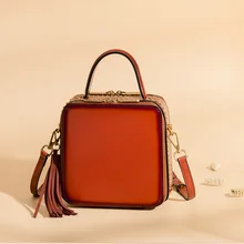 Женская Роскошная сумка, брендовая кожаная сумка высокого качества из натуральной кожи для женщин, винтажная квадратная сумка с заклепками
