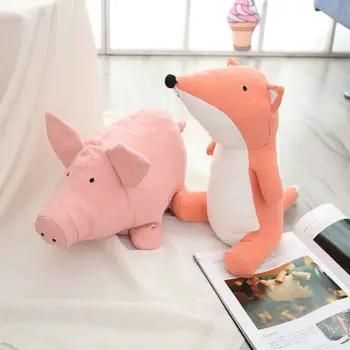 

Gunny Cloth Art Fox Pig Crocodile Stuffed Toy Soft Cloth Cartoon Animals Doll toys DecorAction Movie Princess Fox Doll toys
