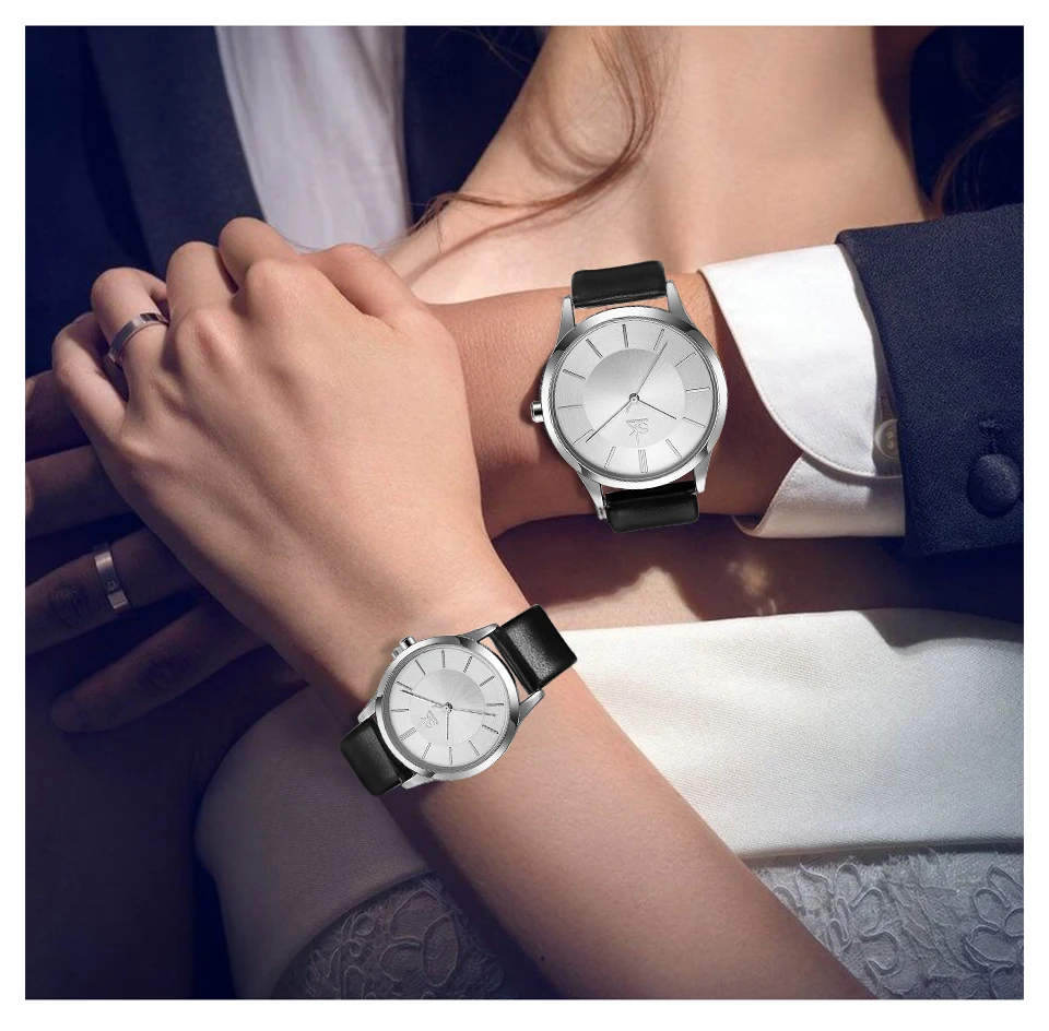 Shengke Пара часы модные черные кожаные женские мужские Роскошные Кварцевые женские мужские наручные часы в подарок для влюбленных Montre Femme