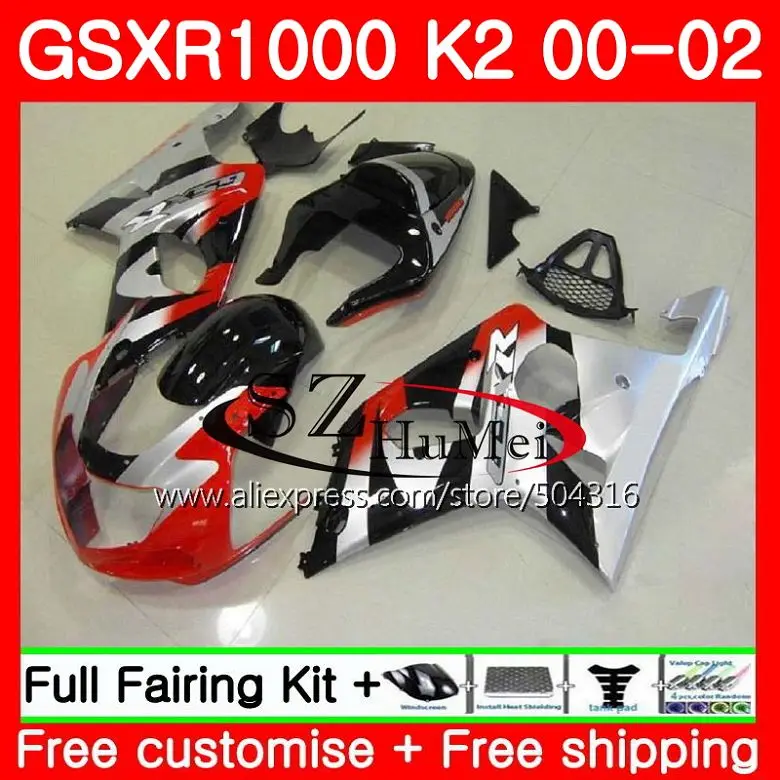 Комбинезоны для SUZUKI GSXR 1000 K2 белого и черного цвета GSX-R1000 00 02 35HS14 GSXR1000 00 01 02 GSXR-1000 GSX R1000 2000 2001 2002 обтекатели - Цвет: No.  1