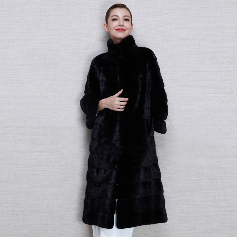 2019 zima nový tlustý teplý dámský kožich vysoce kvalitní dlouhý faux Rex králík kožešinový kabát černá bunda bunda overcoat PC079
