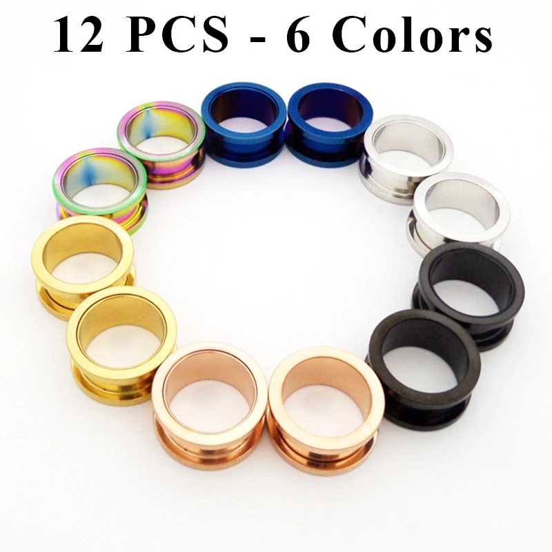 Buy 12pcs/lot 6 Colors Real 316L Stainless Steel Flesh