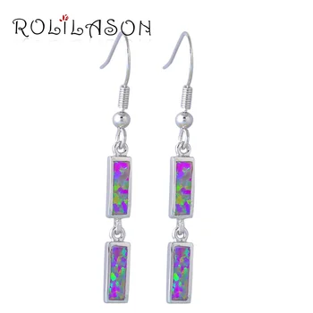 

ROLILASON Charismatic Fashion 2017 New Stamped 925 Silver Overlay Purple Fire Opal earrings Cute jewelry OE570