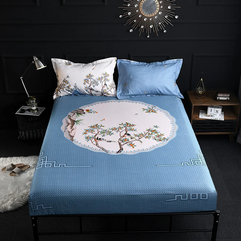  100%Cotton Thick Oriental Floral Vibrant Fitted sheet Bed sheet 100% Soft Breathable Cotton Mattres