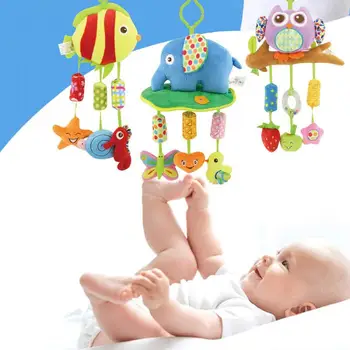

10pcs Newborn Infant Crib Rattles Bell Toy Cartoon Animal Toddler Bed Hanging Owl/Fish/Elephant Baby Plush Wind Chime Toys