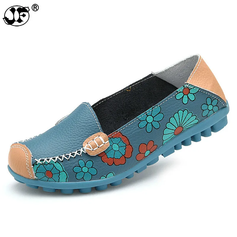 

2019 Summer Flower Mother Flats Shoes New Fashion Solid Ladies Flats Round Toe Comforable Loafers Casual Women Shoes 7459