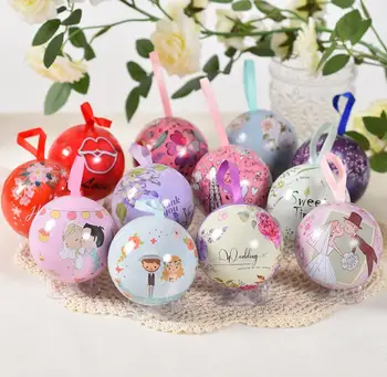 

20pcs 68mm Spte Printed Ball Candy Chocolate Box Boxes Hanging Decor For Wedding Party Birthday Baby Shower Favors Gifts