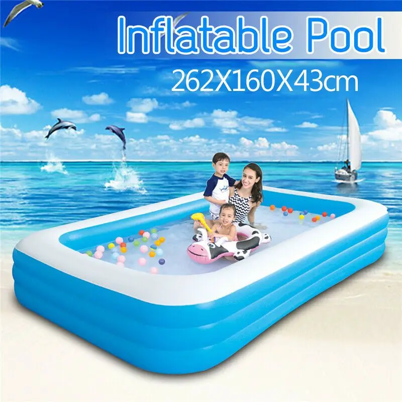 

262X160X43cm Children Bathing Tub Baby Home Use Paddling Pool Inflatable Square Swimming Pool Kids Inflatable Pool