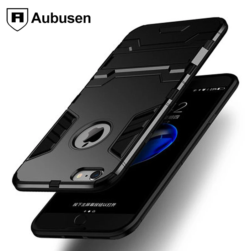

For IPhone 6 6s plus case Aubusen Hybrid Armor Rugged Carbon Fiber Brushed TPU Cover For IPhone 6 plus