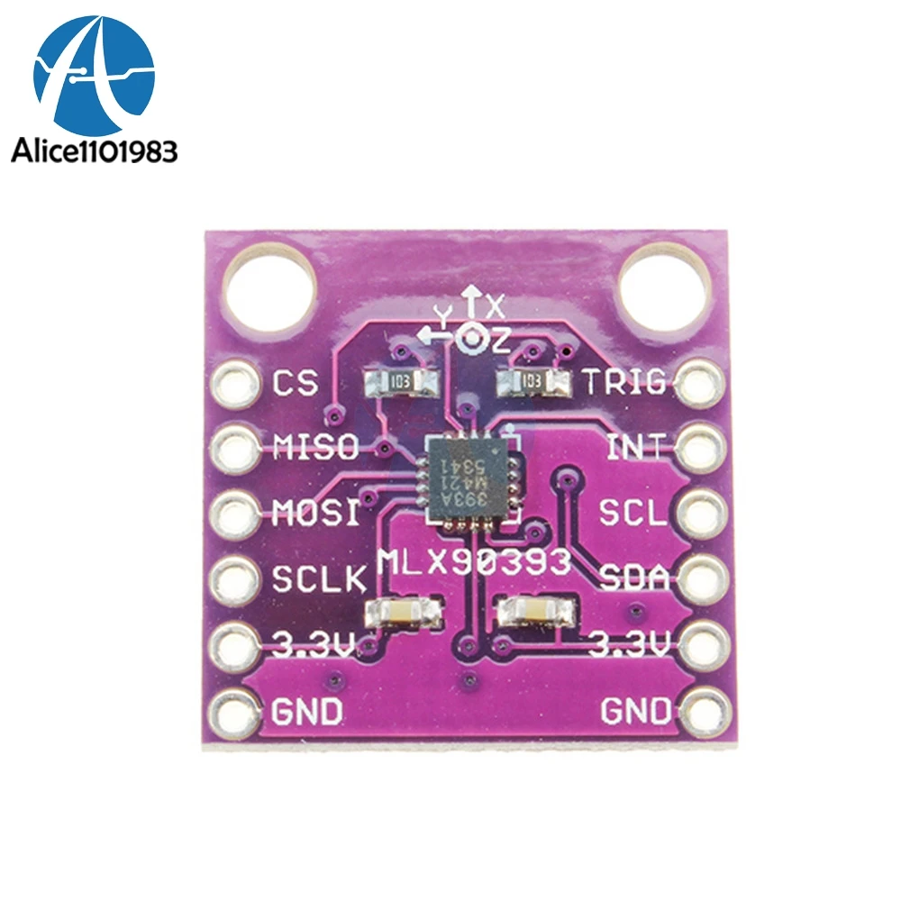 MLX90393 цифровой 3D зал Сенсор доска 16 бит AD три-смещения угол поворота 3D позиции Сенсор модуль 2,2 V-3 V