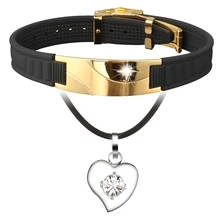 Health Jewelry Noproblem D008 black+D028 titanium bracelet necklace combo choker