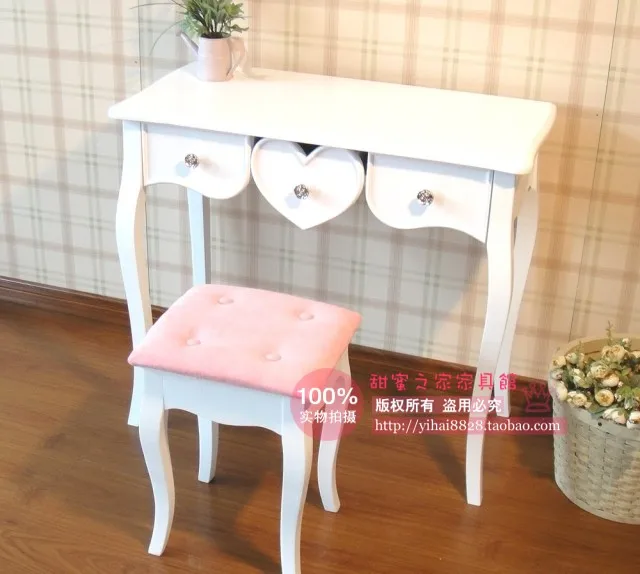 

European-style garden white wood vanity desk center drawer desk students tables computer tables