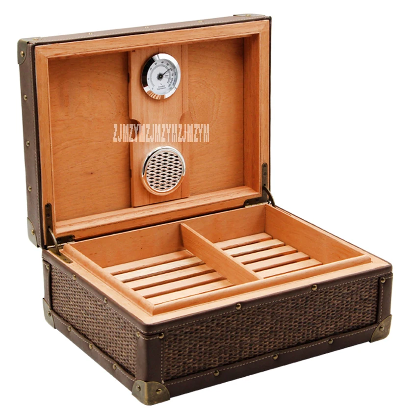 Classic Retro Style Wood Cigar Humidor Box Large Capacity Humidor Box Constant Humidity Cigar Box With Hygrometer And Humidifier