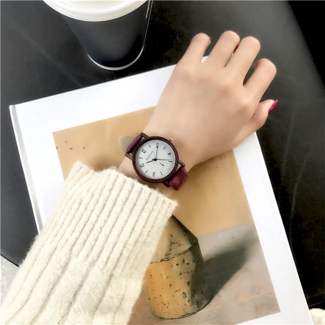 Big Dial Purple Женские часы модные брендовые винтажные кожаные Кварцевые часы Женские Простые Женские Часы повседневные женские наручные часы Montre Feminino - Цвет: Big Dial Purple