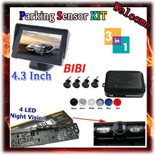 Visual парковка задним ходом радар системы 4.3 дюймов TFT LCD зеркала автомобиля/Автомобиля Радар Датчик Парковки Камера заднего вида, бесплатная доставка