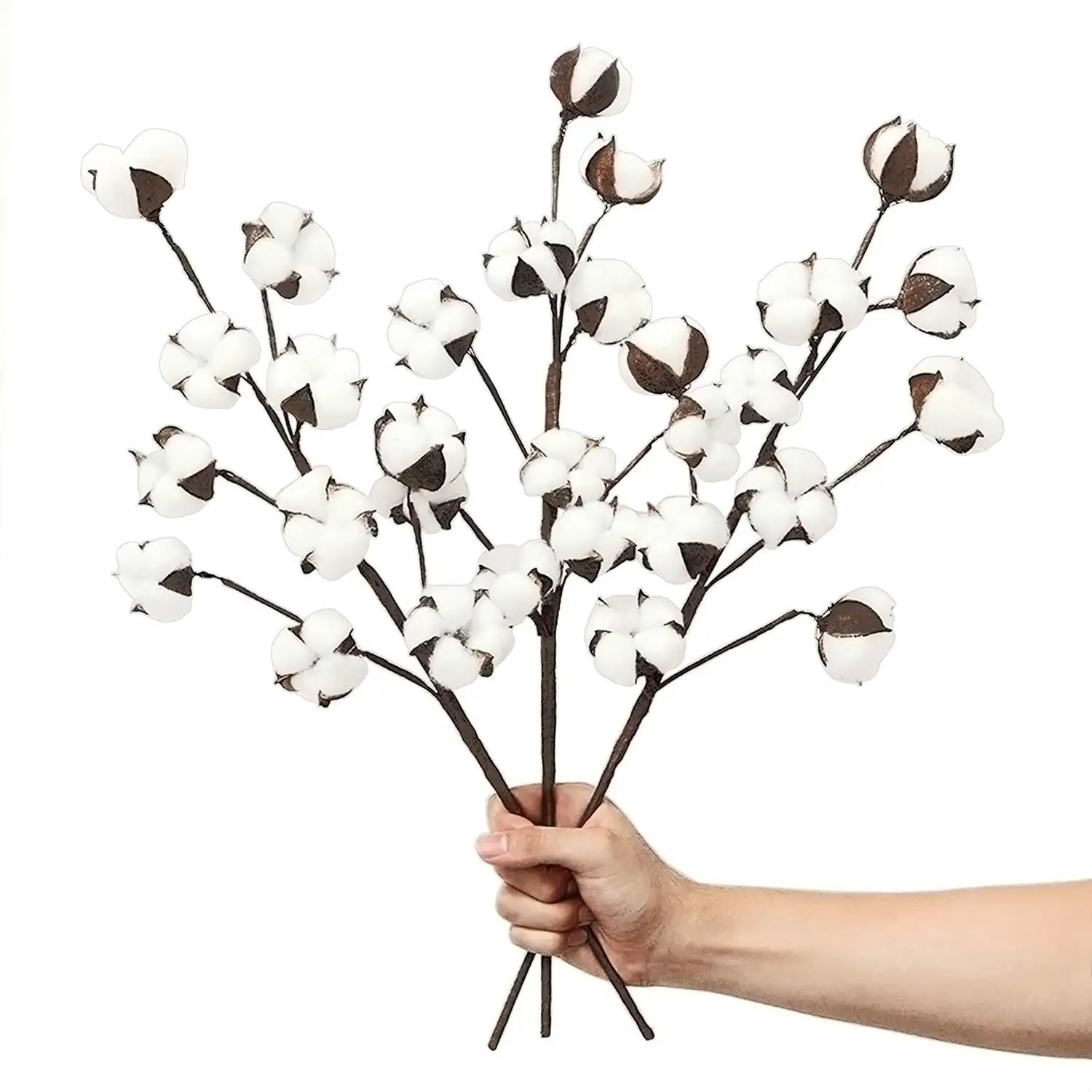 3 Pack 21 Inch Cotton Stems Farmhouse Decoration Floral Picks