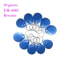 Cópia Regravável Gravável Rewrite EM4305 Cartão EM ID keyfobs RFID Tag Chaveiro 125 KHZ Proximidade Duplicado Controle de Acesso de Token
