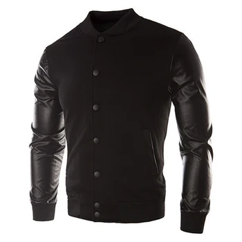 

Sweater Jacket PU leather collar sweater personalized baseball needle clothes male