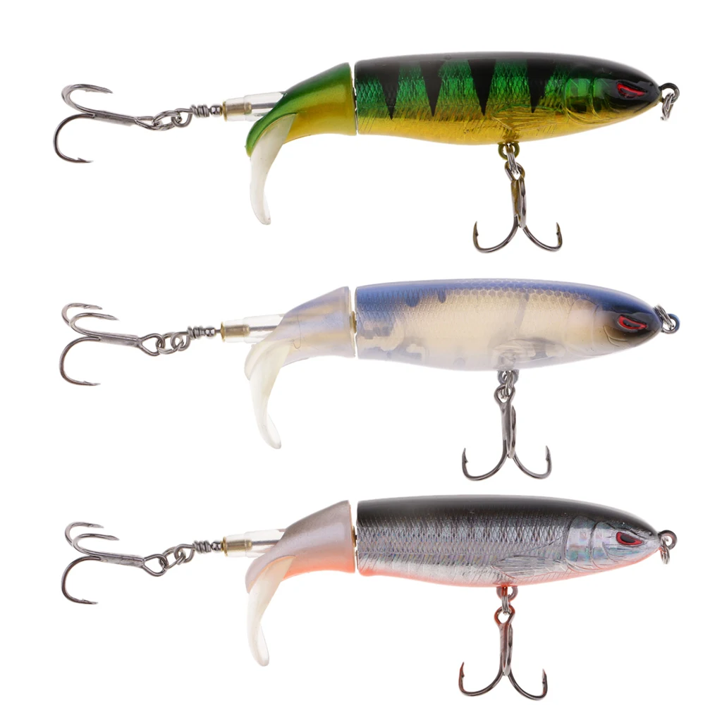 

3x High Quality Simulation Topwater Whopper Popper Fishing Lure Floating Artificial Bait 10cm/13.2g Fishing Lures