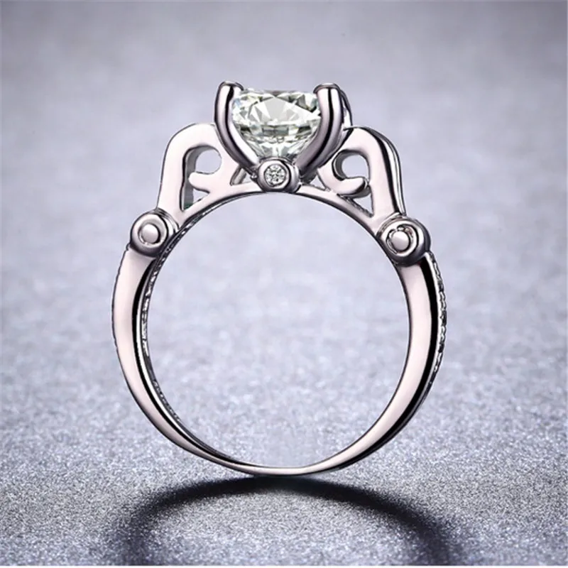 Vintage Big 8mm AAA Cubic Zirconia Rings For Women Elegant Green Crystal Fashion Ring White Gold Color Wedding Jewelry Gift B790 (5)