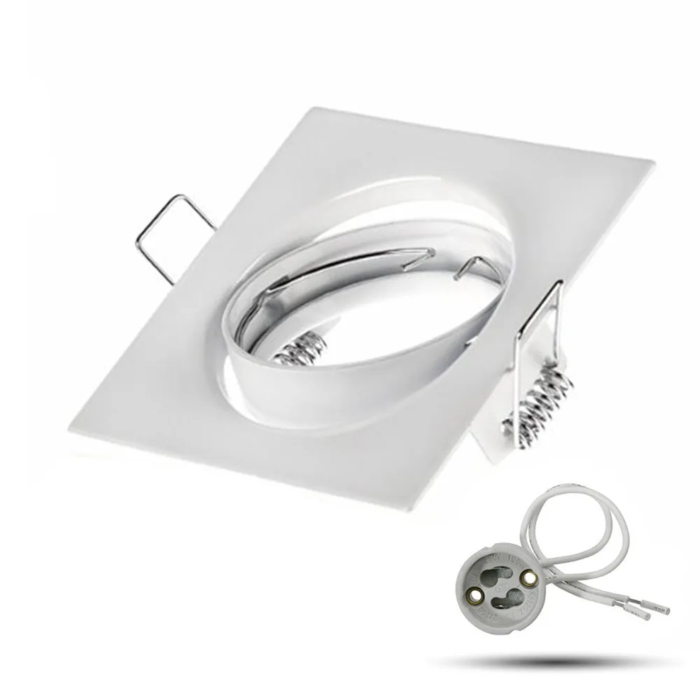 Us 6 84 10 Off 2pcs Recessed Mounting Gu10 Mr16 Square Mounting Bracket White Ceiling Spot Light With 50mm Fixing Bulb Led Halogen Lamp In