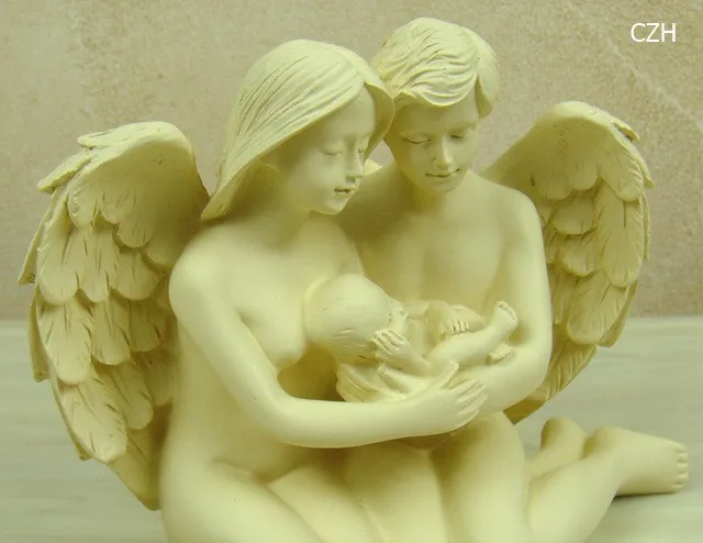 Ангел семья статуэтка ручной работы полирезина пара Статуя Ангела искусство и ремесло орнамент украшение дома подарок на день рождения для родителей