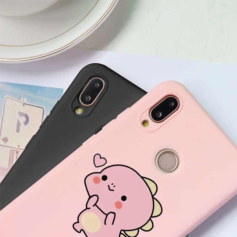 Силиконовый чехол с милым динозавром для Huawei Mate 20 Lite P8 P9 P10 P20 P30 Y6 Y7 Pro 2019 Honor Play 7A 8X 9