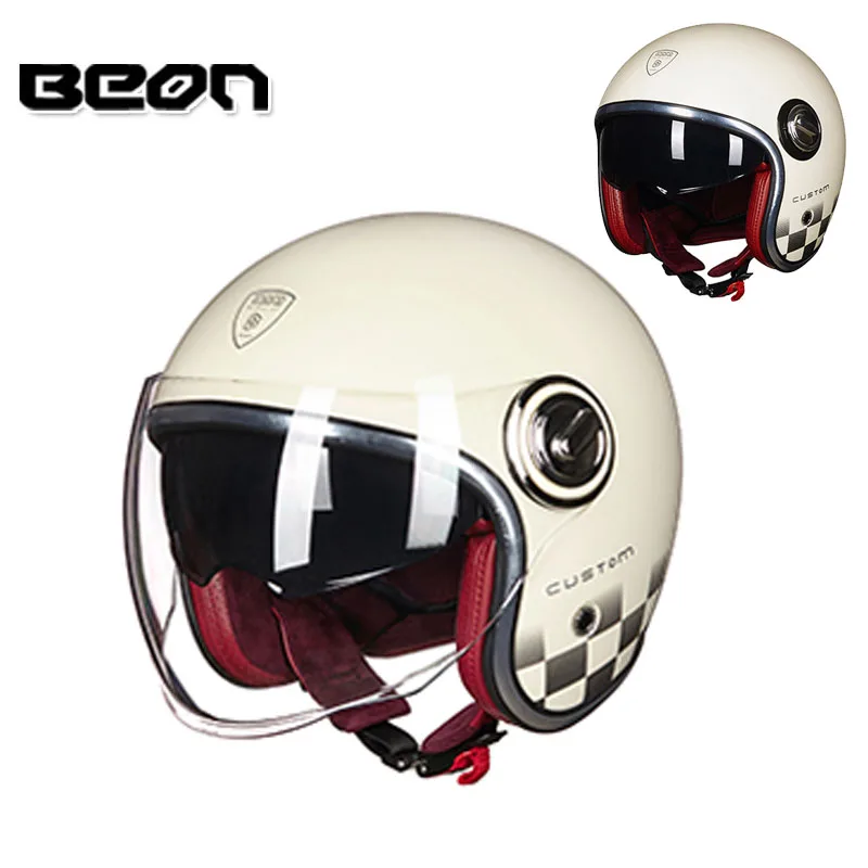 US $105.00 2020 Vintage BEON B108A Jet Motorcycle 34 Open Face Half Helmet Scooter Motorbike Chopper    Riding Racing Headgear