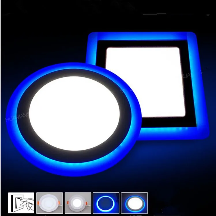 6 Вт 9 Вт 18 Вт 24 Вт Светодиодный Потолочный встраиваемый панельный светильник Painel лампа для украшения дома круглый квадратный светодиодный панельный светильник синий+ белый 2 цвета