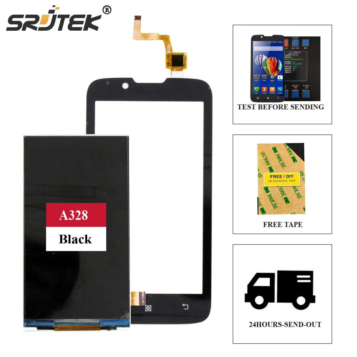 

Srjtek screen For Lenovo A328 LCD Screen + Touch Screen Digitizer Sensor Glass 100% New Replacement Parts 4.5inch 854*480