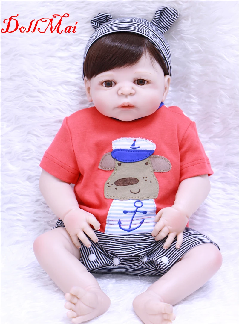 DollMai бренд Bebe мальчик куклы reborn полностью силиконовый винил тело baby кукла с
